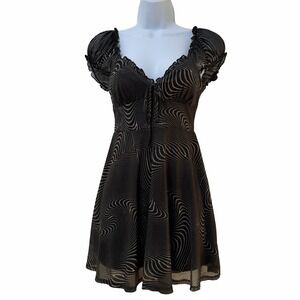 Urban Outfitters Whimsigoth Mesh Babydoll Mini Dress Size XS Black Fairy Grunge